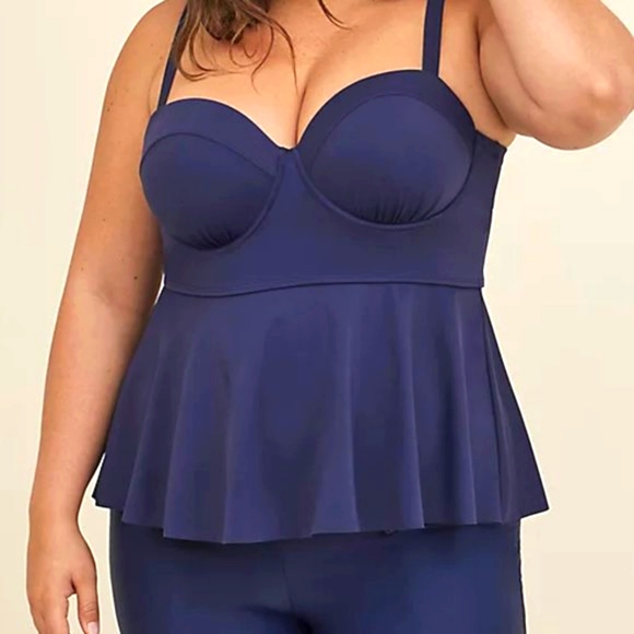 ❤️NWT VINTAGE TORRID SWIM TOP PEPLUM UNDERWIRE LIGHTLY LINED TANKINI Cup (D/DD) - Picture 7 of 14